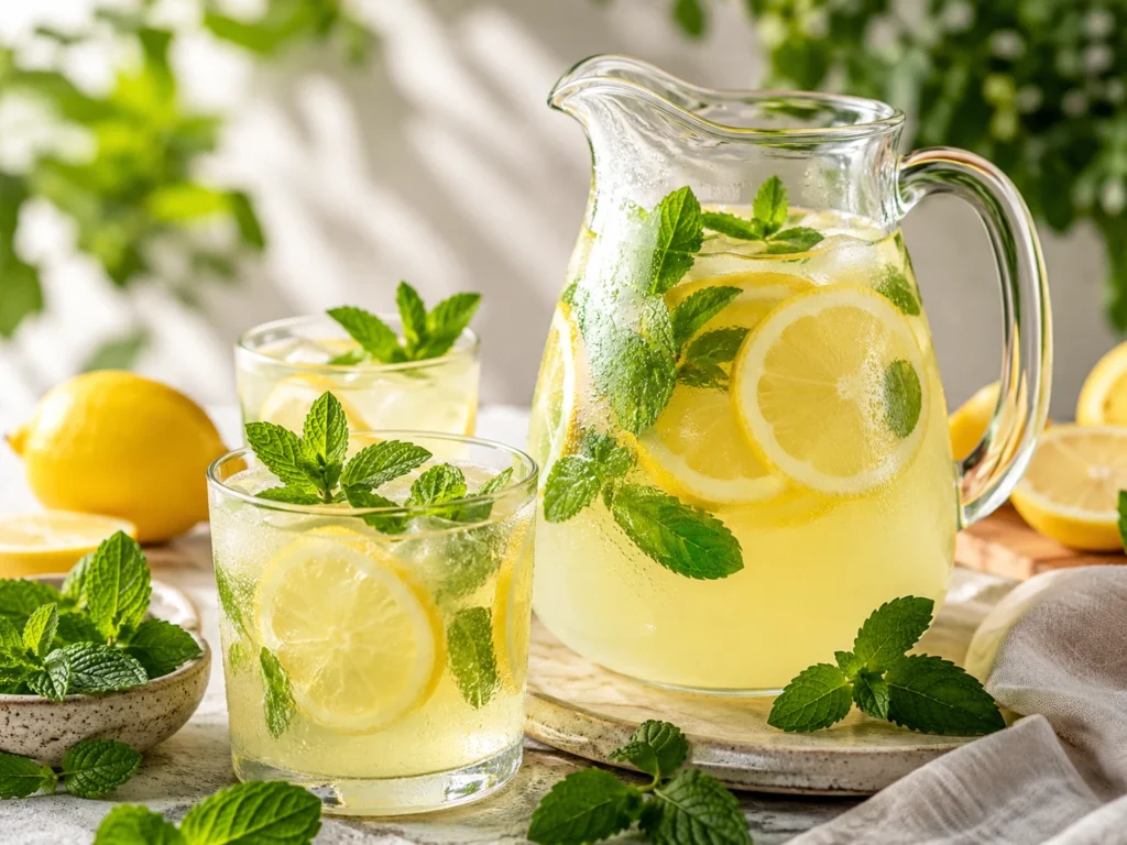 Limonadă cu lămâie, mentă și ulei esențial de Mentă Creață